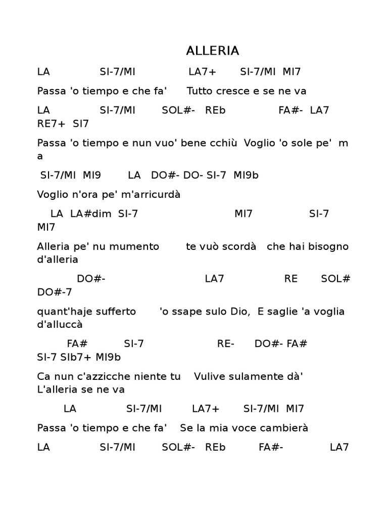ALLERIA Parole e Accordi