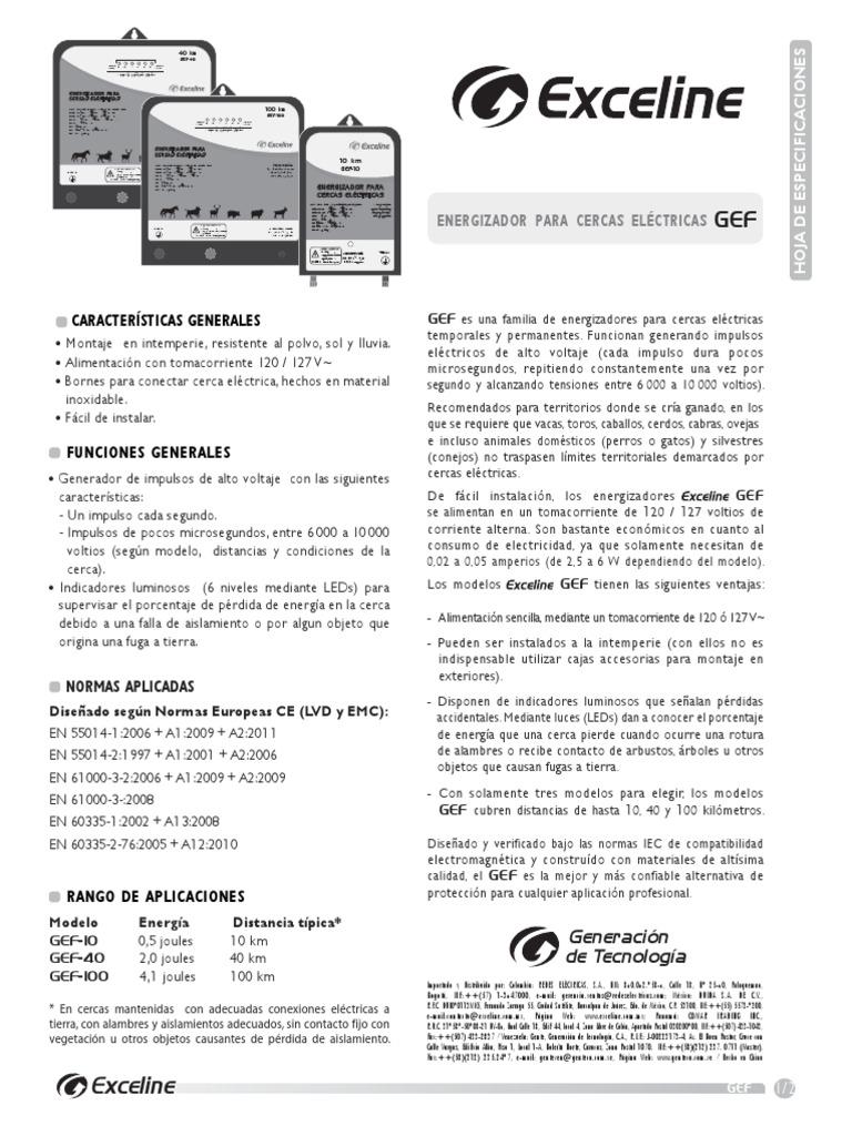 Energizadores de Cercas Eléctricas GEF | PDF | voltaje | Corriente ...