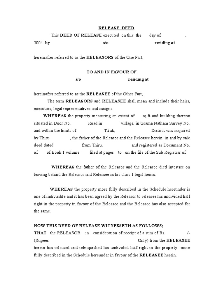 Release Deed (1).doc Deed Natural Resources Law