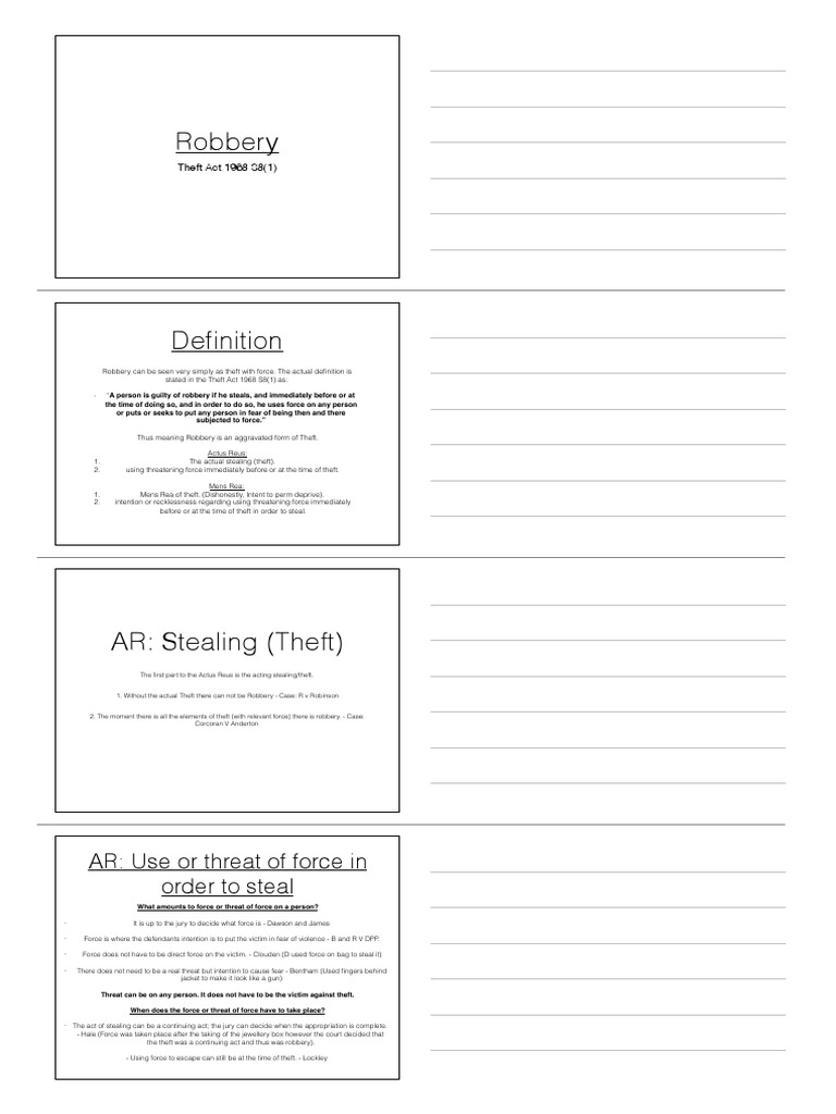 Robbery Offences Against The Property | PDF | Robbery | Theft