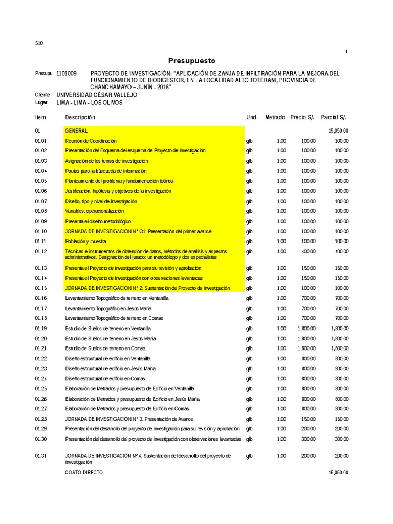 Presupuesto de Tesis (S10) | PDF
