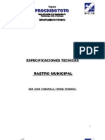 Especificaciones Rastro Municipal