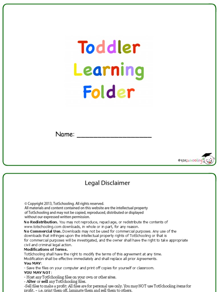 Toddler Learning Folder Pdf