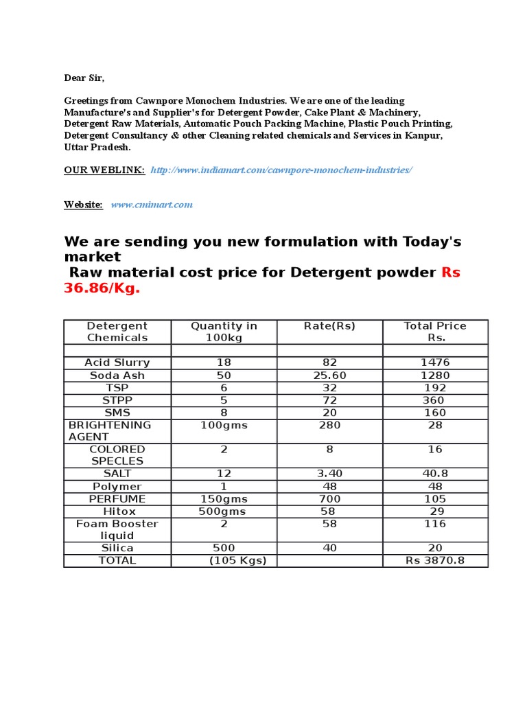 Detergent Powder Formulation Sodium Hydroxide Detergent