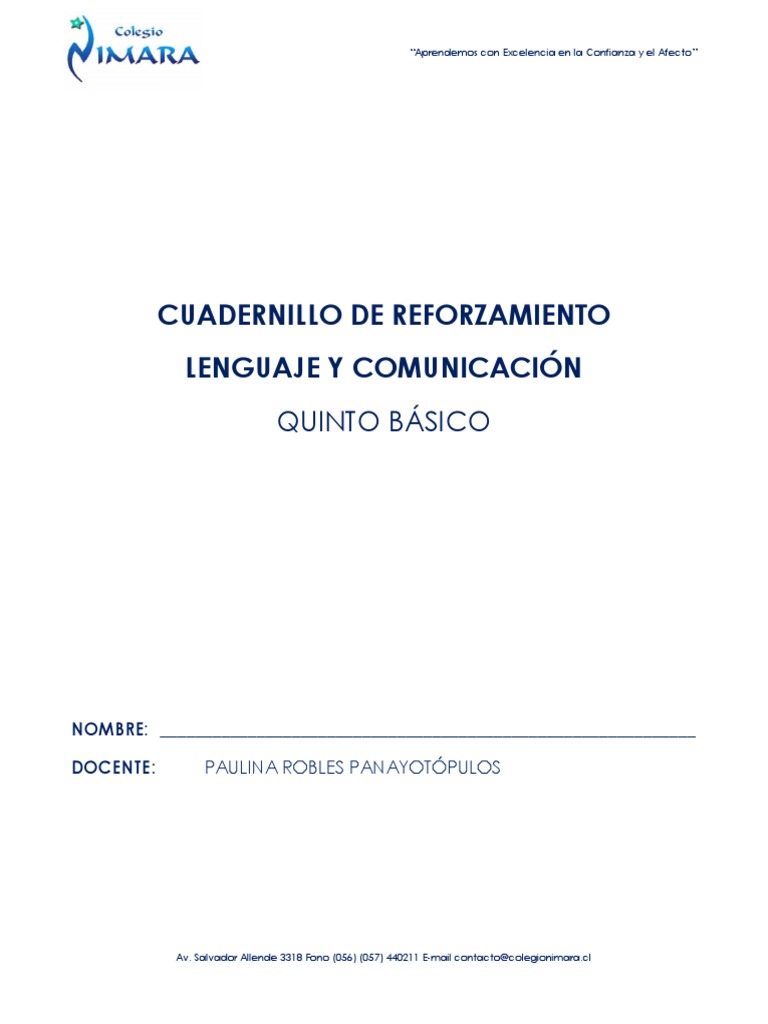 LENGUAJE 5 Cuadernillo de Ejercicios PDF | PDF | Artes del Lenguaje y ...