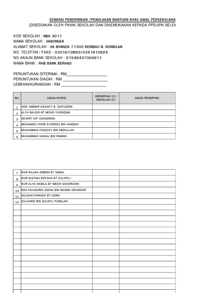 Borang Bantuan Wang Rm100 Pdf