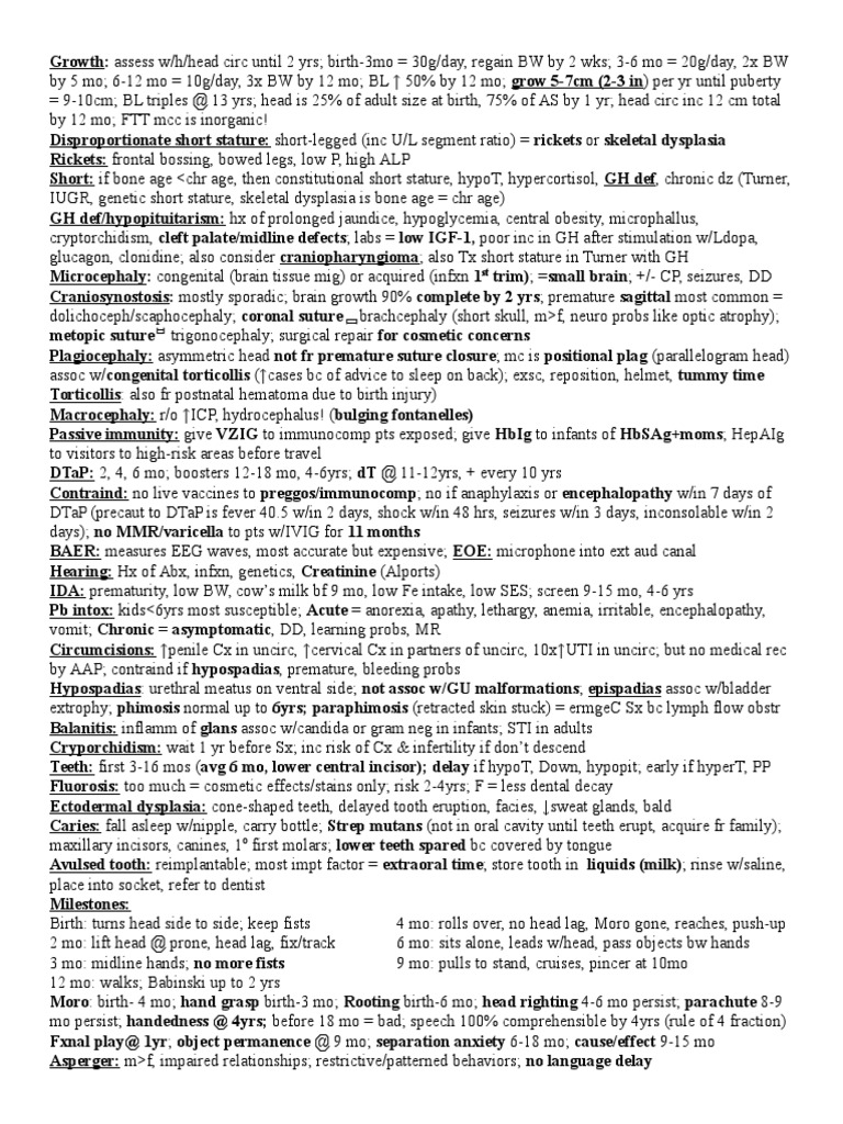 Peds Shelf Notes PDF Puberty Luteinizing Hormone