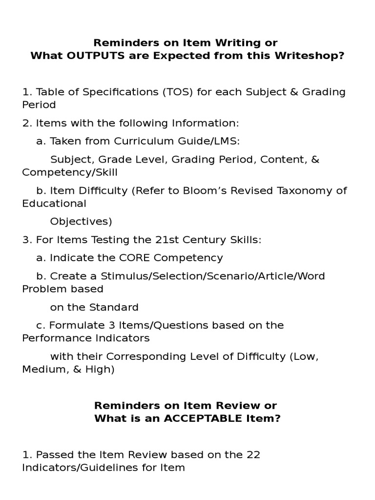 Optimizing Item Writing for Writeshops | PDF | Career & Growth | Computers