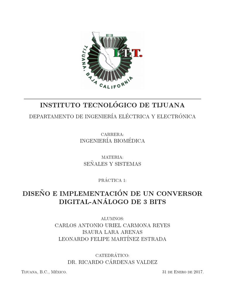 Diseño E Implementación De Un Convertidor Digital Analógico De 3 Bits