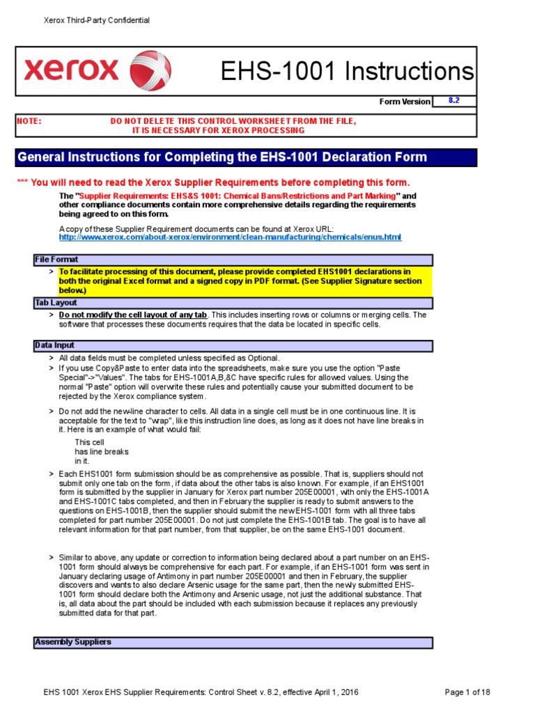 EHS-1001 Supplier Declaration Guide | PDF | File Format | Chemical ...