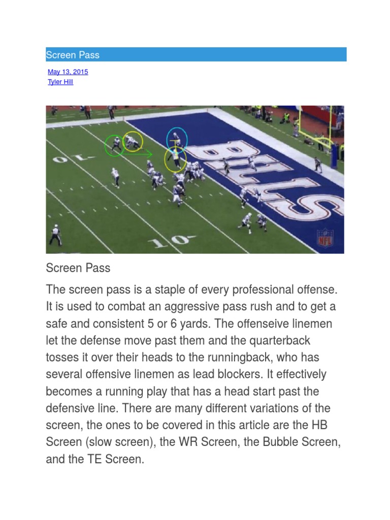 Screen Pass: May 13, 2015 Tyler Hill | PDF | Sports & Recreation