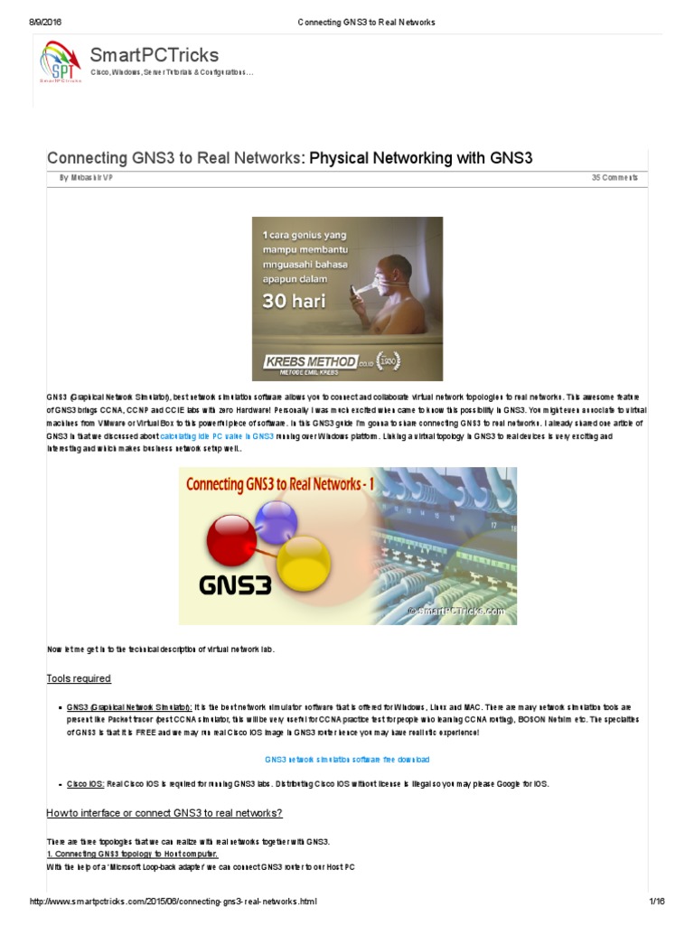 Connecting GNS3 to Real Networks | PDF | Computer Network | Ip Address