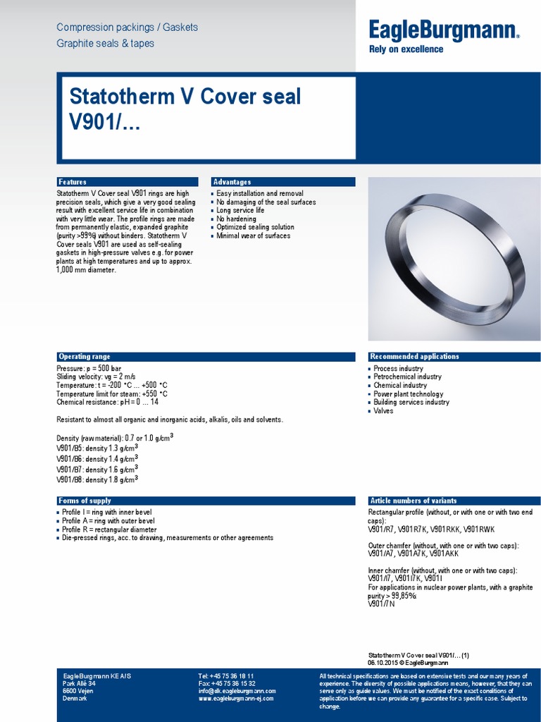 EagleBurgmann - Statotherm V Cover Seal V901 - EN | PDF | Density ...