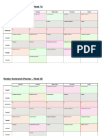 Homework Timetable