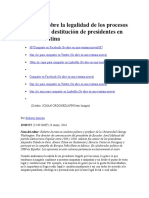 El Debate Sobre La Legalidad de Los Procesos Recientes de Destitución de Presidentes en América Latina