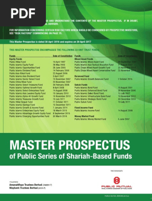 Master Prospectus Public Series Of Shariah Based Funds Pdf Stock Fund Expense