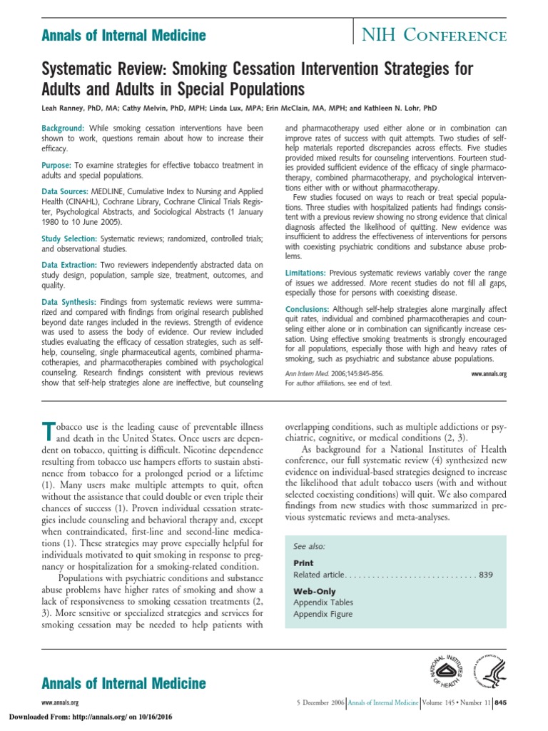 NIH Conference Systematic Review Smoking Cessation Intervention