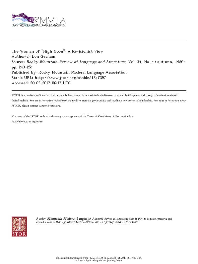 Rocky Mountain Modern Language Association Rocky Mountain Review of