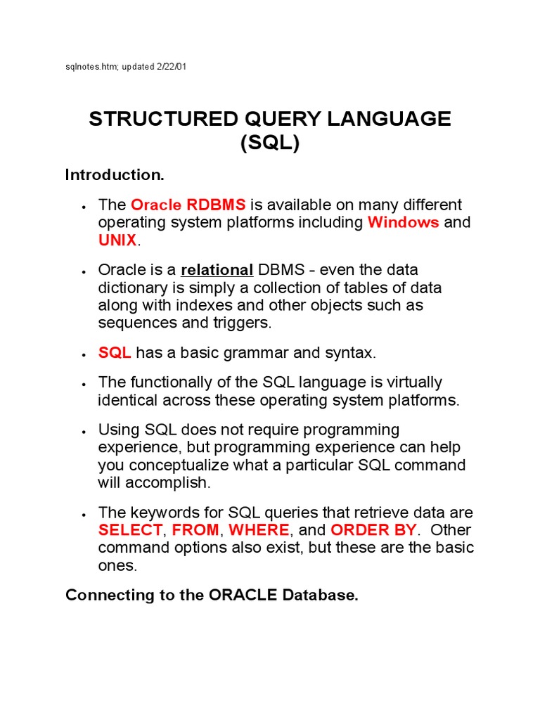 SQL NOTES (1).docx | Sql | Databases