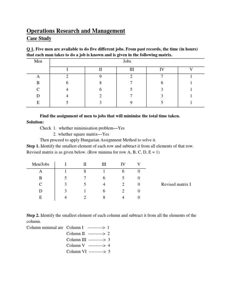 Operations Research Case Study Solutions | PDF | Conceptual Model ...