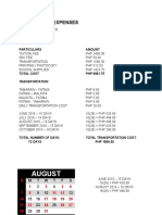 June August: Summary of Expenses