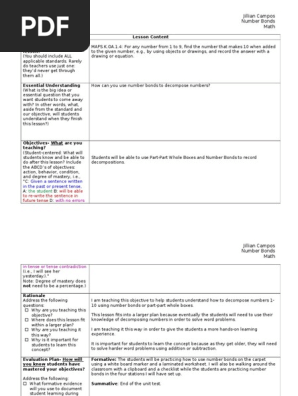 number bonds lesson plan