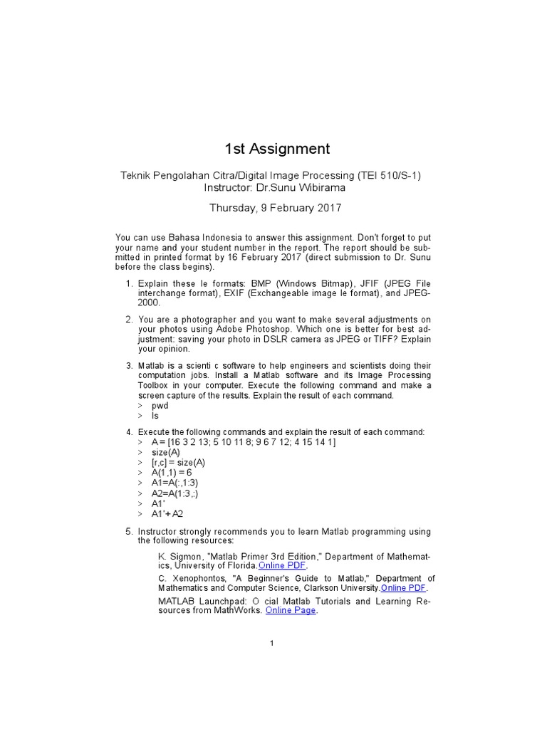 Digital Image Processing Assignment | PDF | Teaching Methods ...