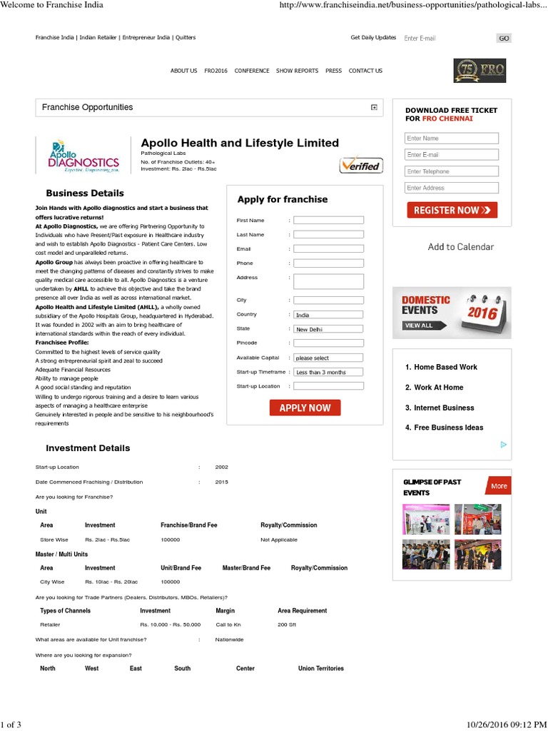 Apollo Diagnostics Franchising Health Care