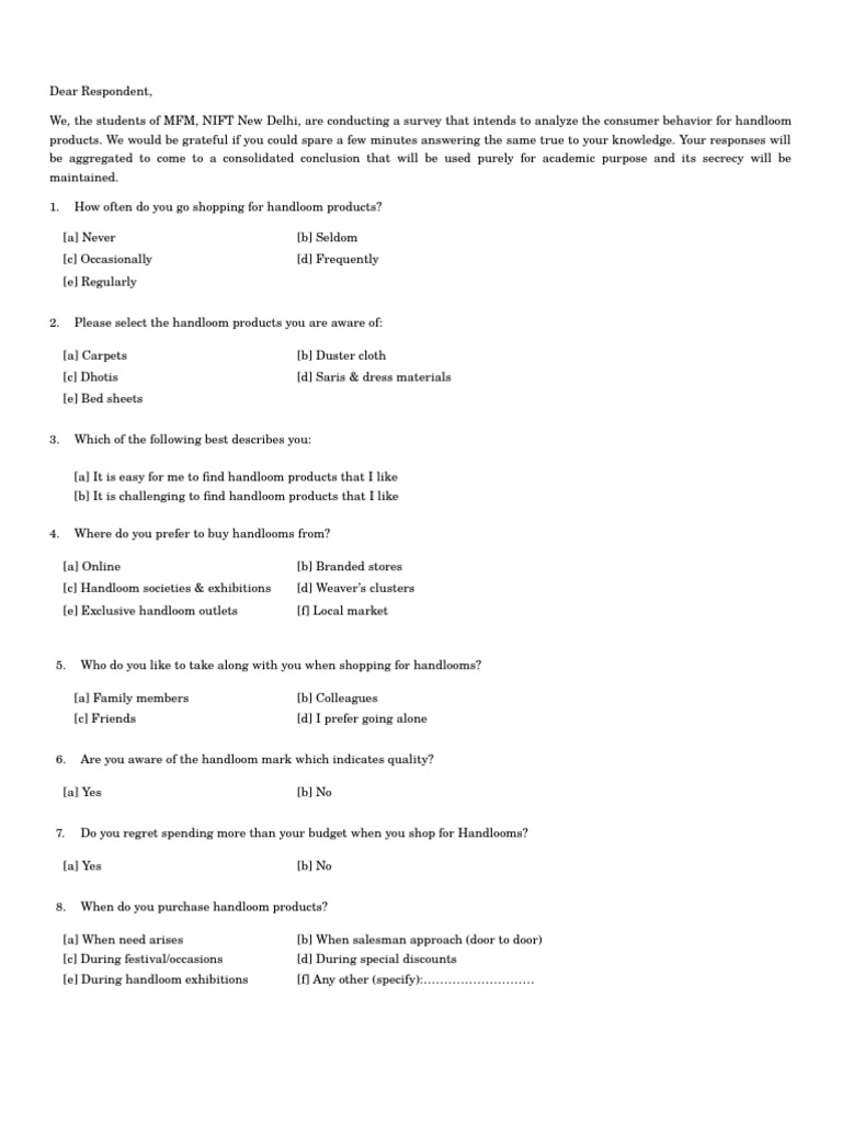 Questionnaire Brand Design