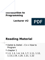 Introduction to Programming Lecturer #2 - Variables, Data Types, Operators