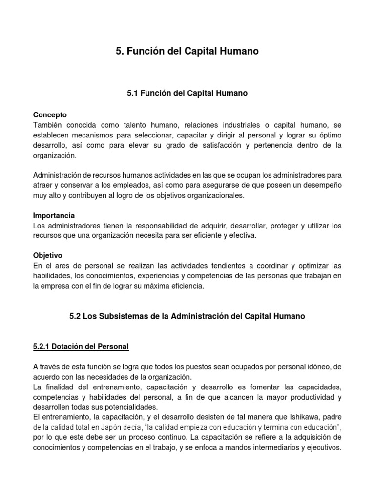 Función Del Capital Humano | PDF | Recursos humanos | Reclutamiento