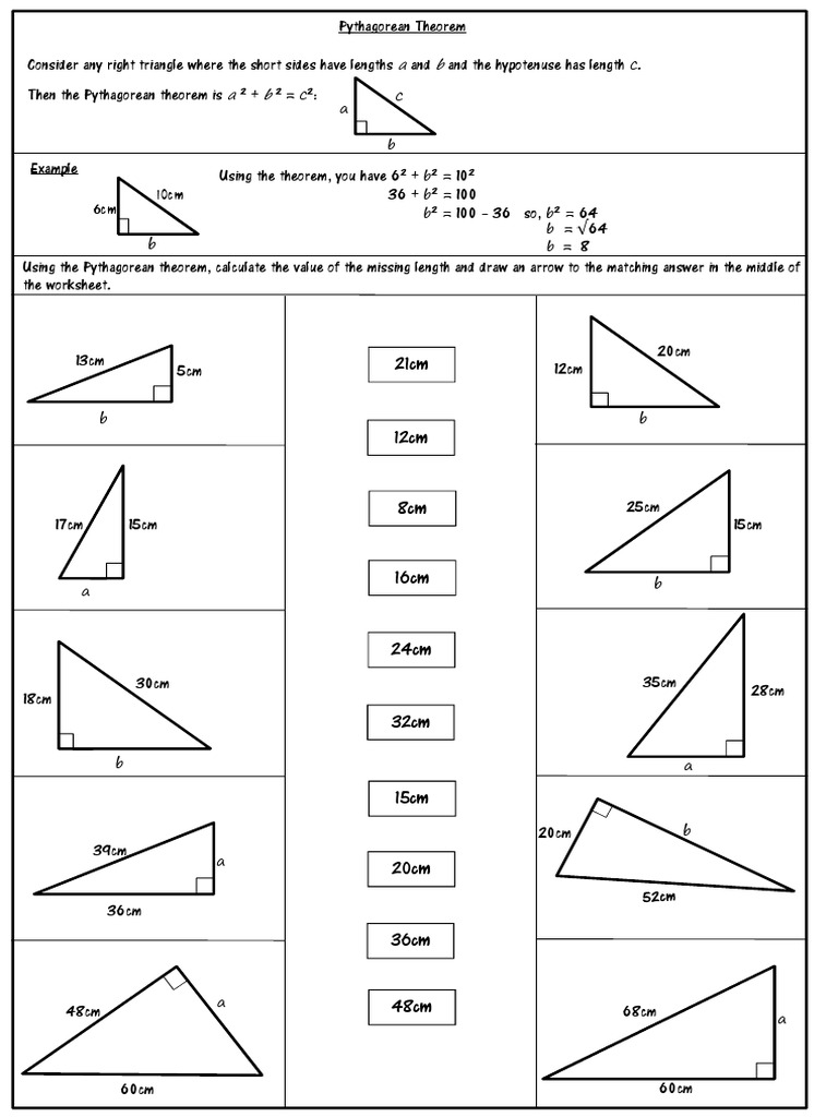 Pythagorean Theorem Worksheet  PDF  Elementary Mathematics  Space Inside Pythagoras Theorem Worksheet Pdf