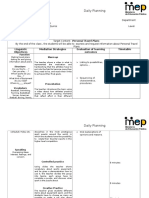 Daily Planning: Linguistic Objectives Mediation Strategies Evaluation of Learning Outcomes Timetable