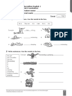 Total: Macmillan English 1 Unit 8 Worksheet Student Name: Total Mark