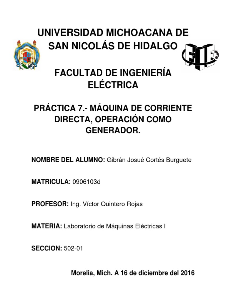Practica 7 Maquinas Electricas Pdf Generador Eléctrico