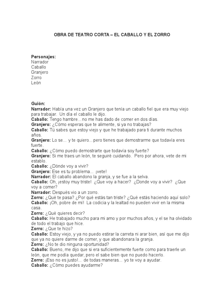 Obra de Teatro Corta PDF León Narración