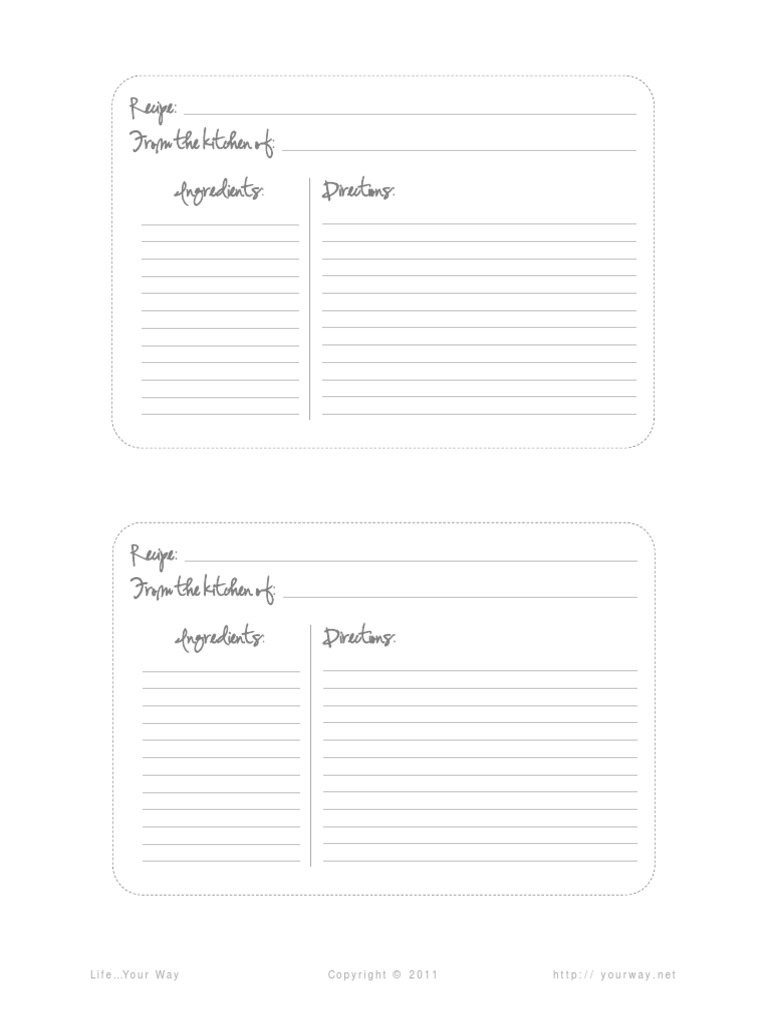 4x6 Recipe Cards PDF