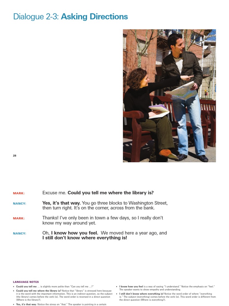 Asking Directions Dialogue Example | PDF