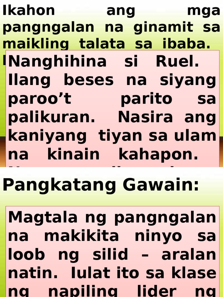 Fil Unit I Aral 2.3 Pagtukoy Sa Pangngalan - Tao, Bagay, Hayop at Lugar ...