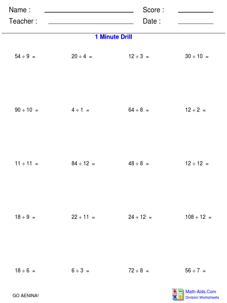 Name: Teacher: Date: Score:: 1 Minute Drill | PDF
