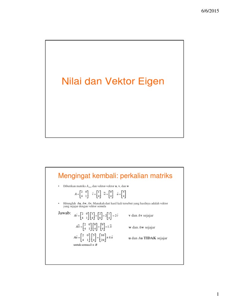 Matriks Ruang Vektor Nilai Vektor Eigen Pdf