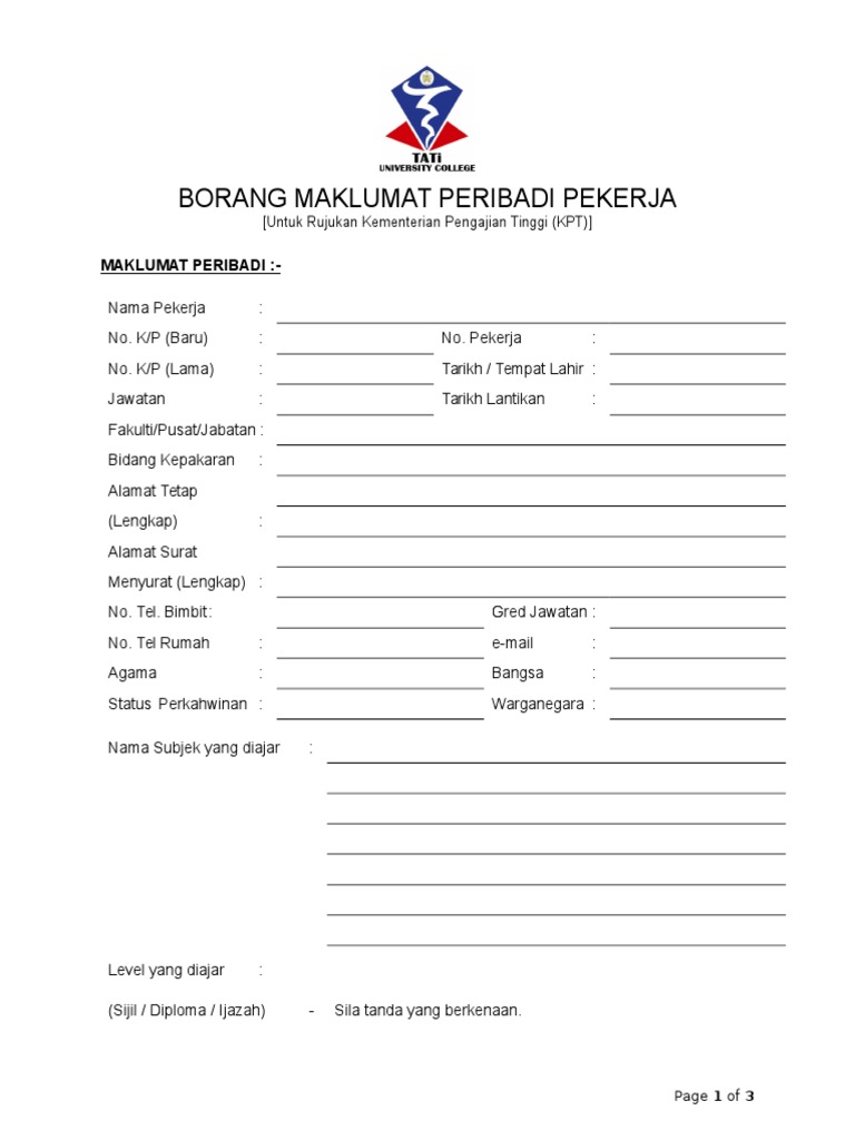 Surat Berubah Maklumat Borong B