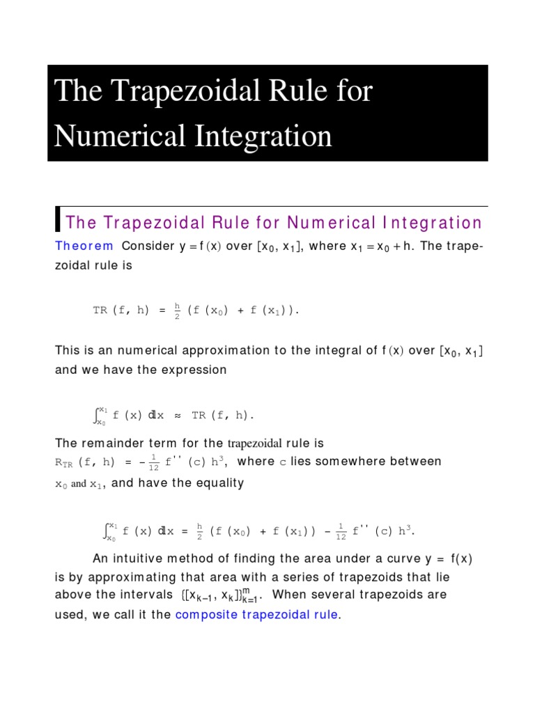 Trapezoidal Rule | PDF | Integral | Computational Science