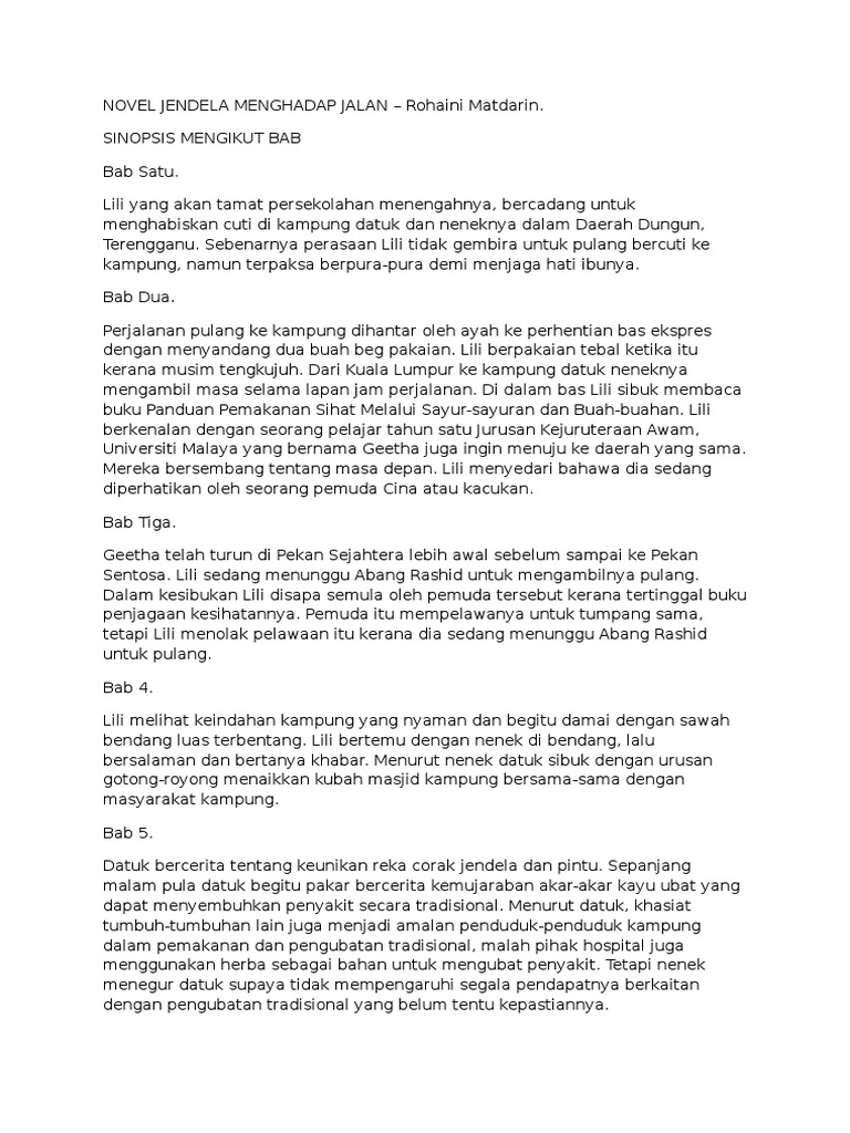 Novel Jendela Menghadap Jalan Pdf