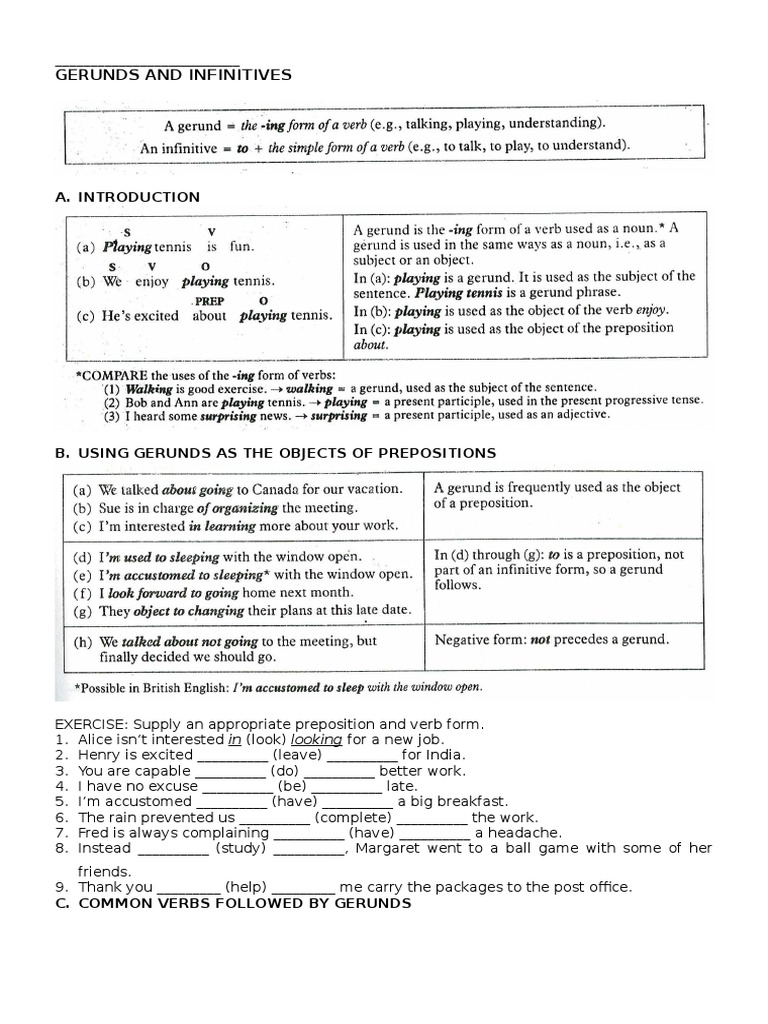 Gerunds and Infinitives Guide | PDF