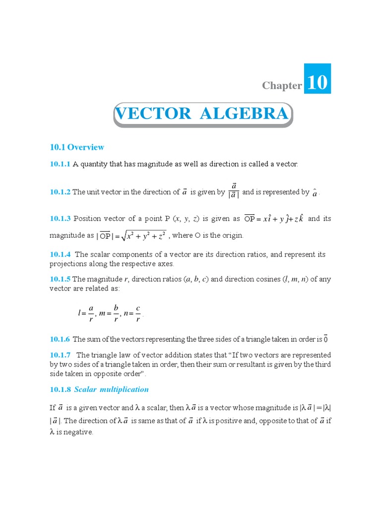 Vector Algebra Fundamentals | PDF | Euclidean Vector | Sine