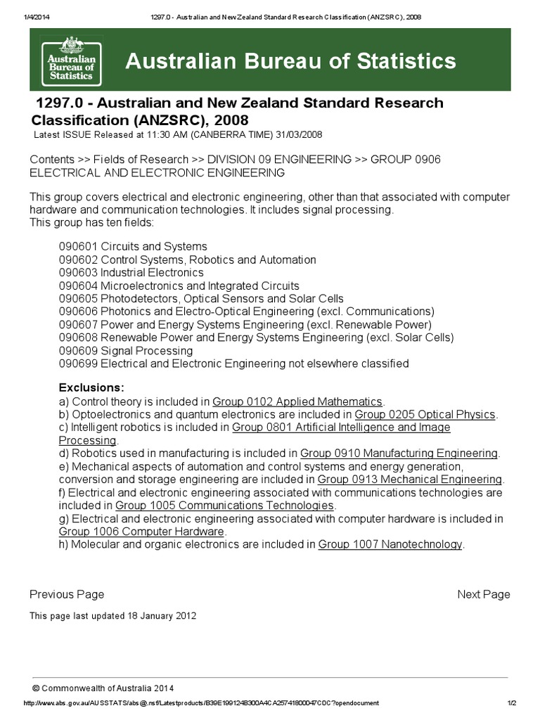 1297.0 Australian and New Zealand Standard Research Classification