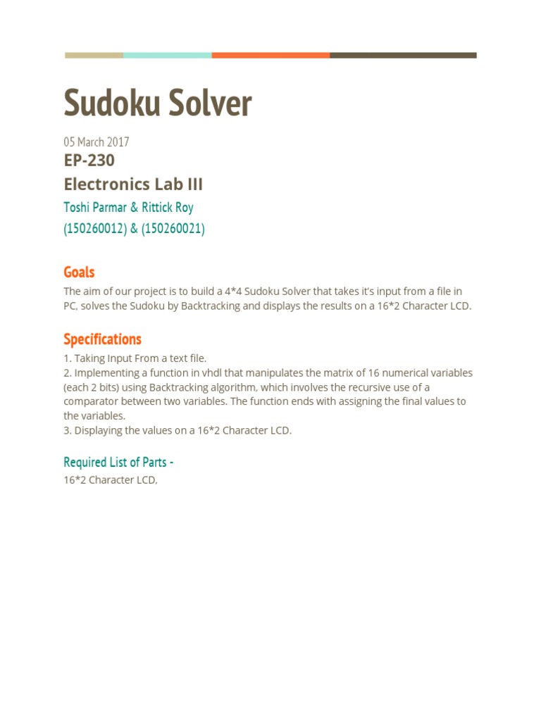 Engineering Students' Sudoku Solver | PDF