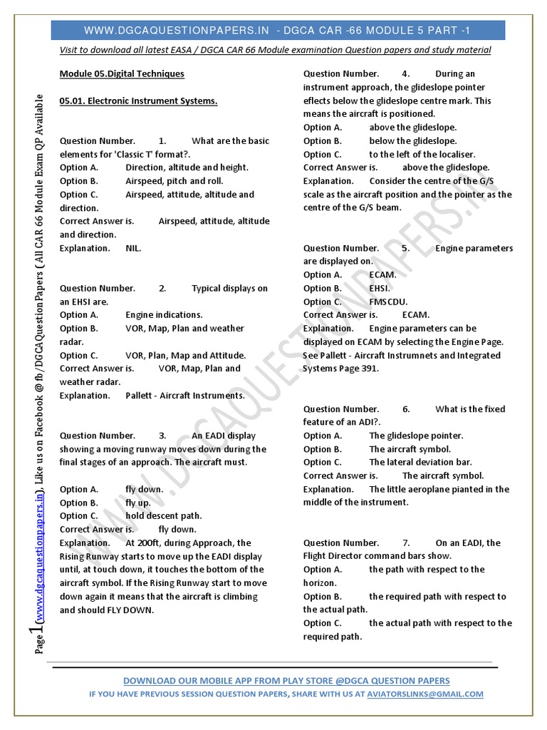 DGCA CAR-66 Module 5 Exam Guide | PDF | Measuring Instrument ...