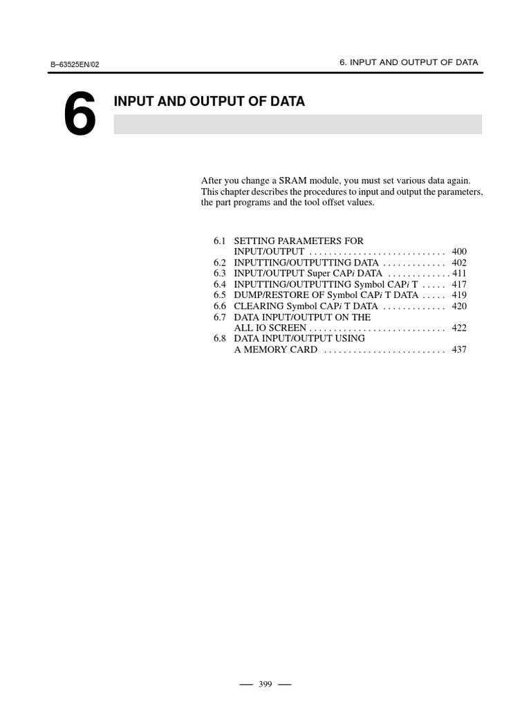 FANUC Data Input/Output Procedures | PDF | Parameter (Computer ...